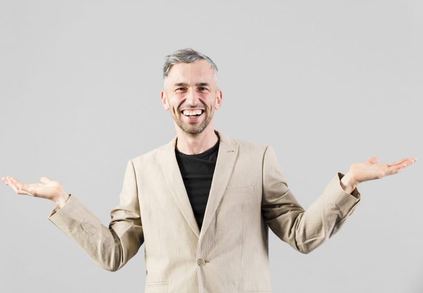grey-haired-male-fooling-around